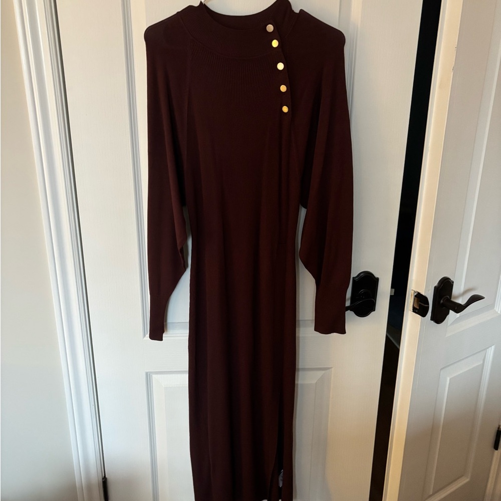 RW&CO. Chic Dark Burgundy Long Sleeve Dress NWT